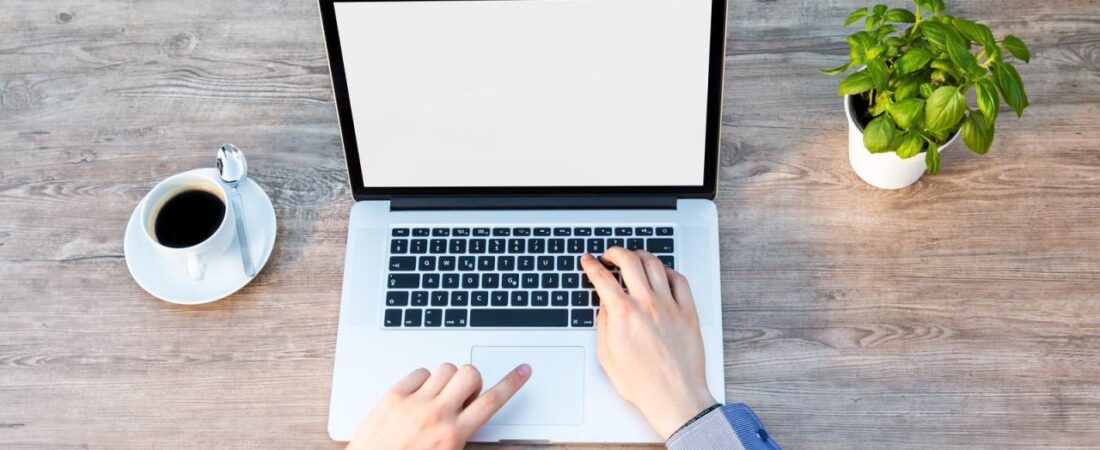 Freelancer working on laptop